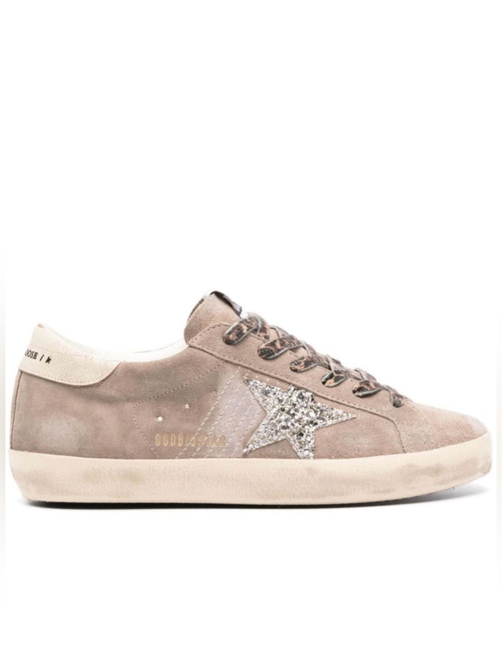 Golden Goose Women’s Suede Low-Top Sneaker in Taupe Suede with Silver Star&Bag